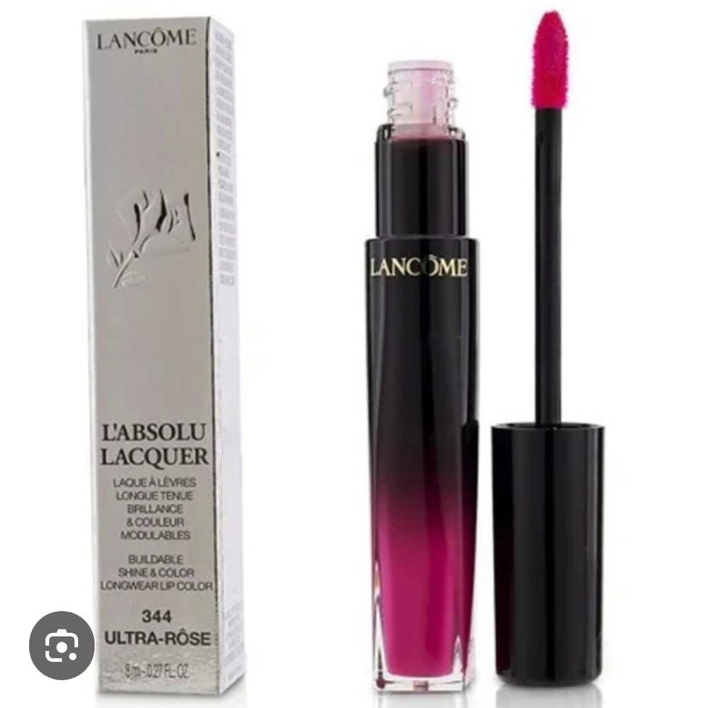NIB Lancome Pink Liquid Lipstick L'Absolu Lacquer 344 Ultra-Rose Lip Gloss